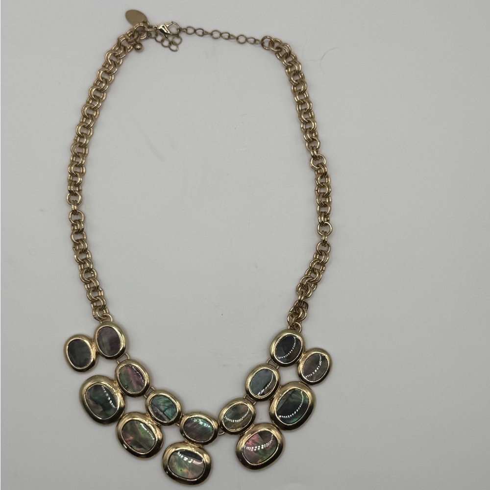 Iridescent Abalone Necklace – Gold-Tone Chunky Chain